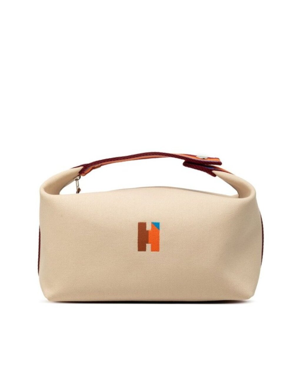 Hermes Brid-a-brac GM Handbag Pouch Beige Silver Canvas